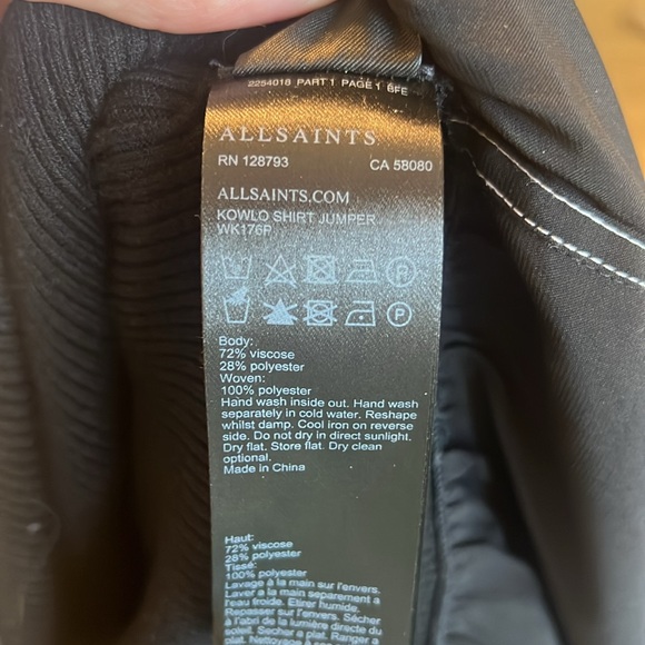 ALL SAINTS * black tierny button down sweater top * - Picture 5 of 5